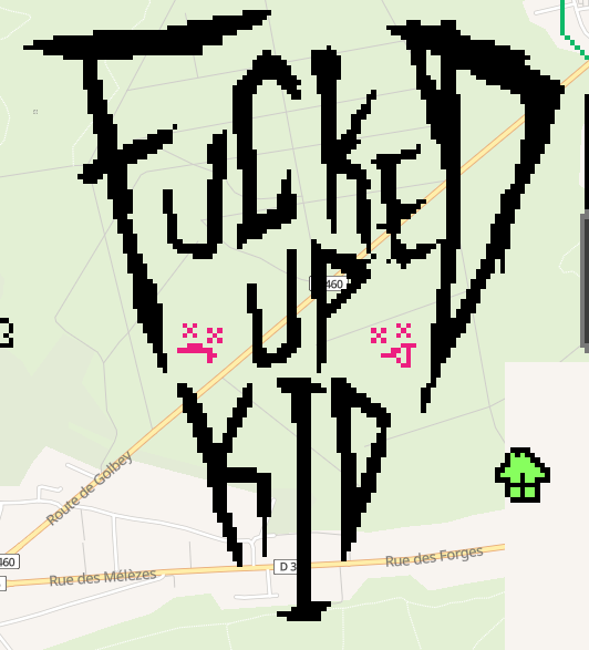 Screenshot of the slogan Fucked Up Kid on WPlace