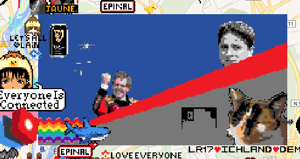 Screenshot of the Ichland flag (Micro nation of a streamer), on WPlace